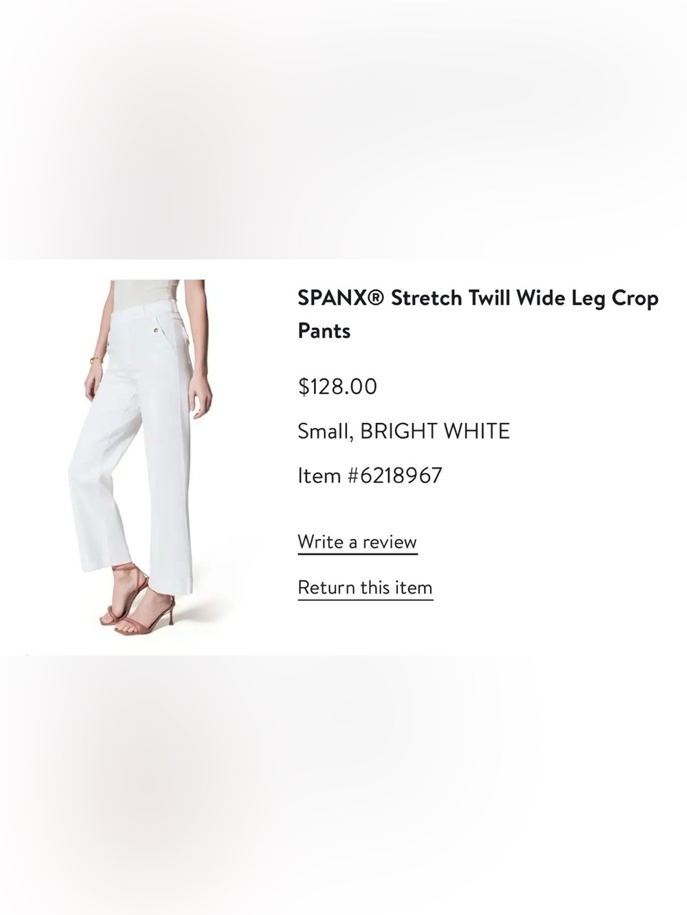 SPANX White Ankle Crop Pants - Picture 3 of 3